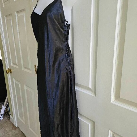 Vintage Victoria's Secret Y2K Black Maxi Slip Dress Lace Up Sides Size Medium - Picture 6 of 14